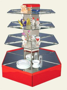 Hexagonal Gondola With Mirror And Glass, Wholesale Hexagonal Gondola With Mirror And Glass from India